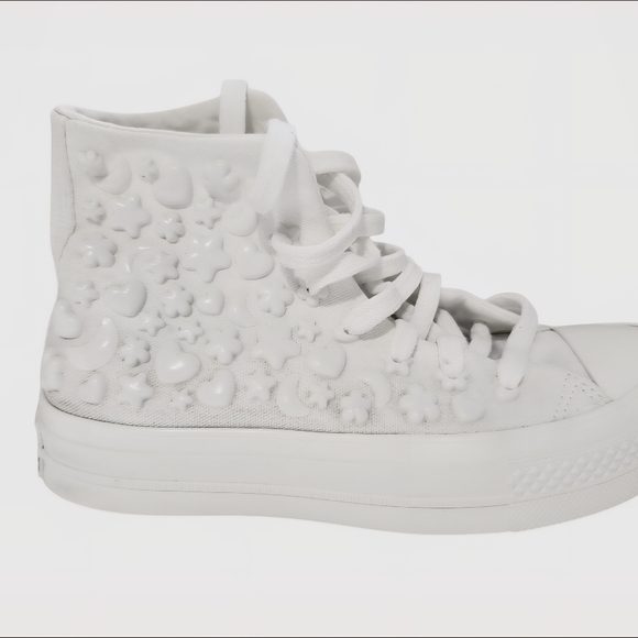 Converse Chuck Taylor Platform 3D Floral White Youth Kawaii Y2K Styl Sz 5 Preppy - Picture 4 of 11